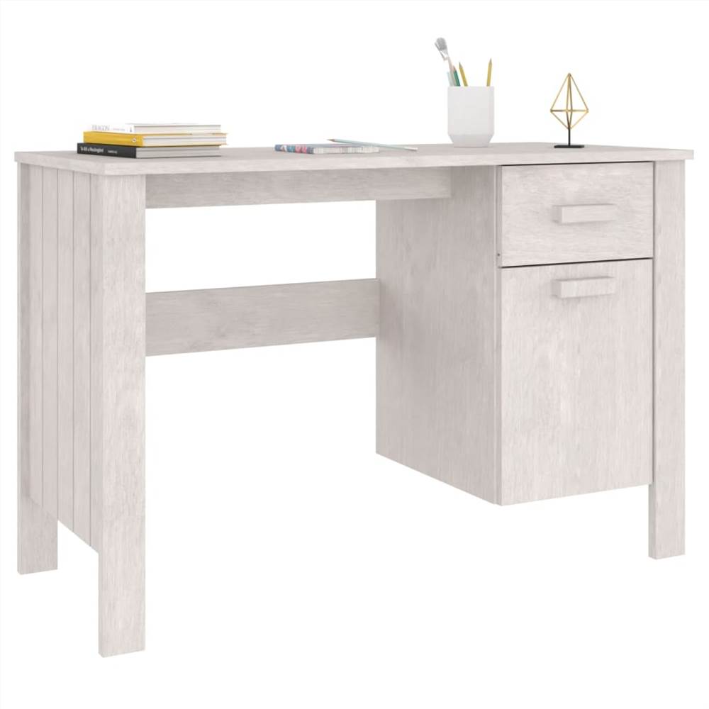 Desk White 113x50x75 cm Solid Wood Pine