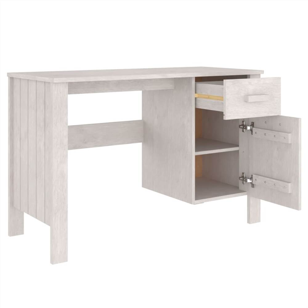 Desk White 113x50x75 cm Solid Wood Pine