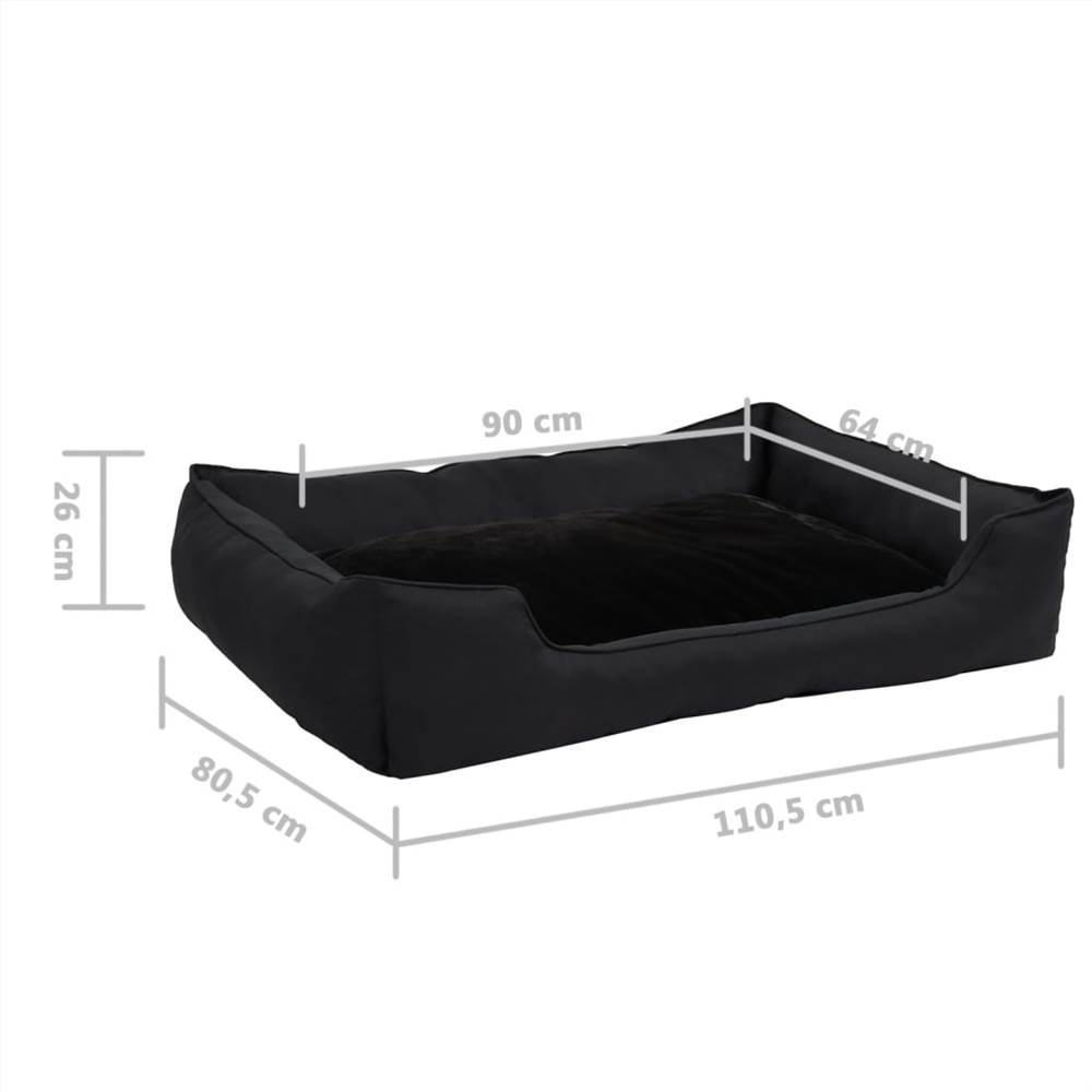 Dog Bed Black 110.5x80.5x26 cm Linen Look Fleece