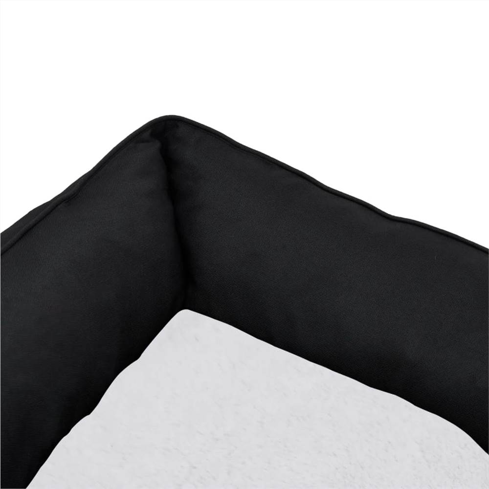 Dog Bed Black and White 110.5x80.5x26 cm Linen Look Fleece