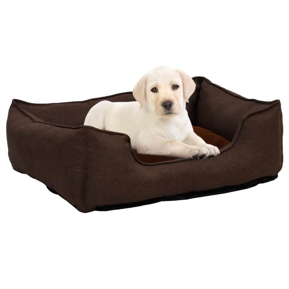 

Dog Bed Brown 110.5x80.5x26 cm Linen Look Fleece