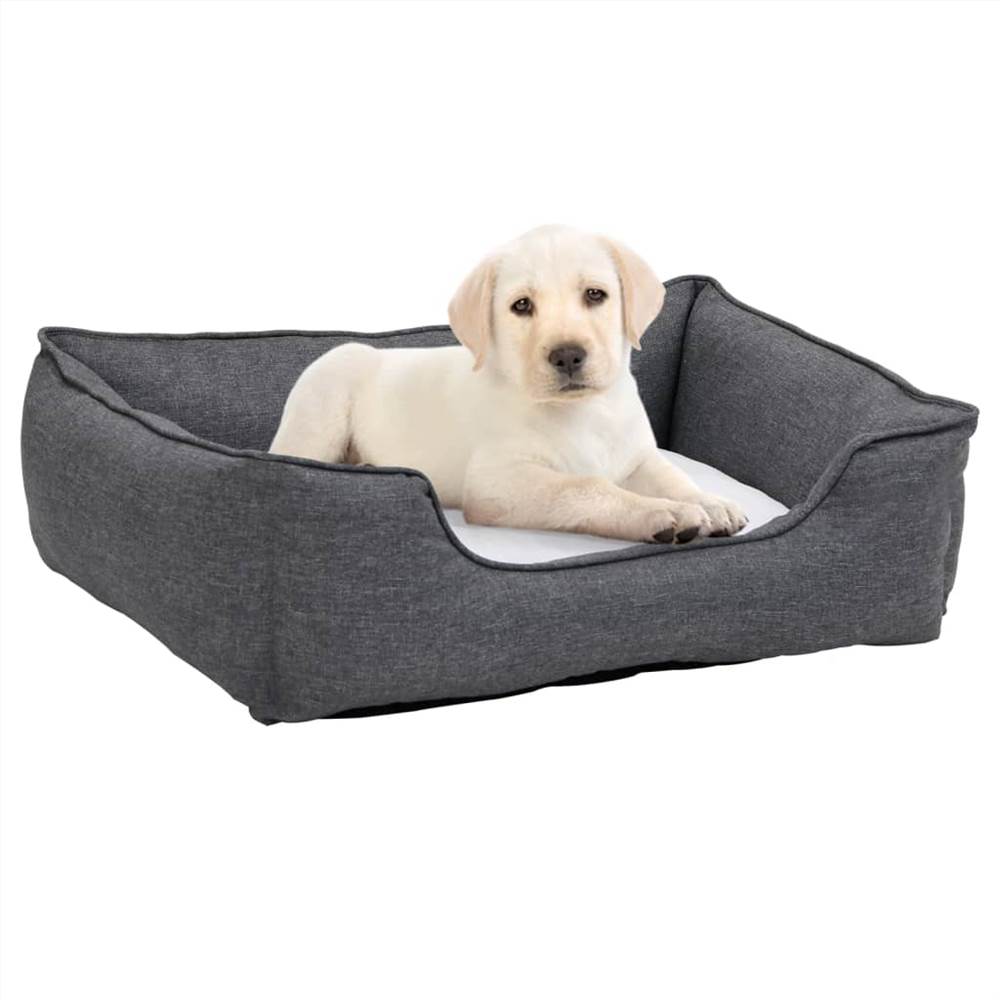 

Dog Bed Grey and White 85.5x70x23 cm Linen Look Fleece