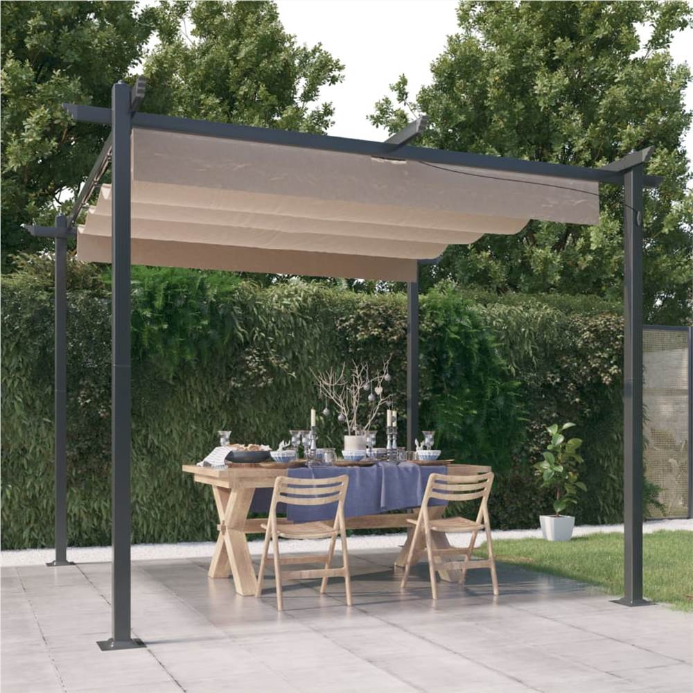 Garden Gazebo with Retractable Roof 3x3 m Taupe