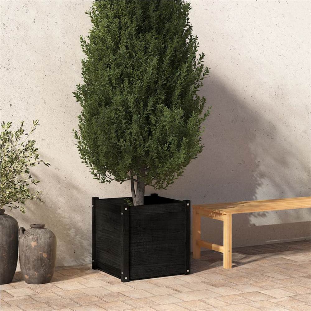 

Garden Planter Black 50x50x50 cm Solid Pinewood