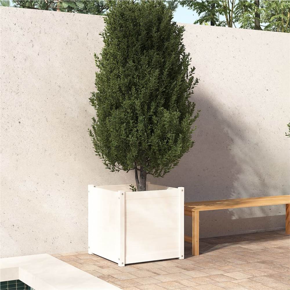 Garden Planter White 60x60x60 cm Solid Pinewood
