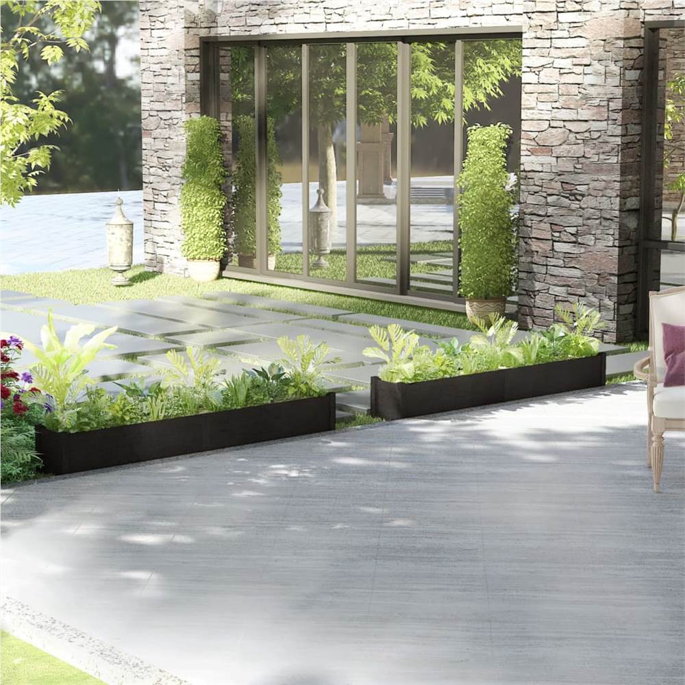 

Garden Planters 2 pcs Black 200x31x31 cm Solid Pinewood