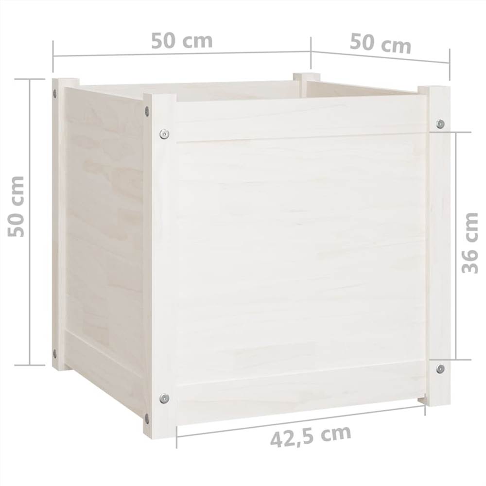 Garden Planters 2 pcs White 50x50x50 cm Solid Pinewood