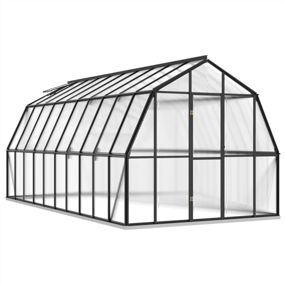 Greenhouse with Base Frame Anthracite 16.64 m² Aluminium