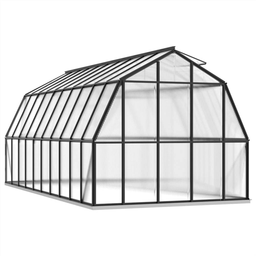 Greenhouse with Base Frame Anthracite 16.64 m² Aluminium
