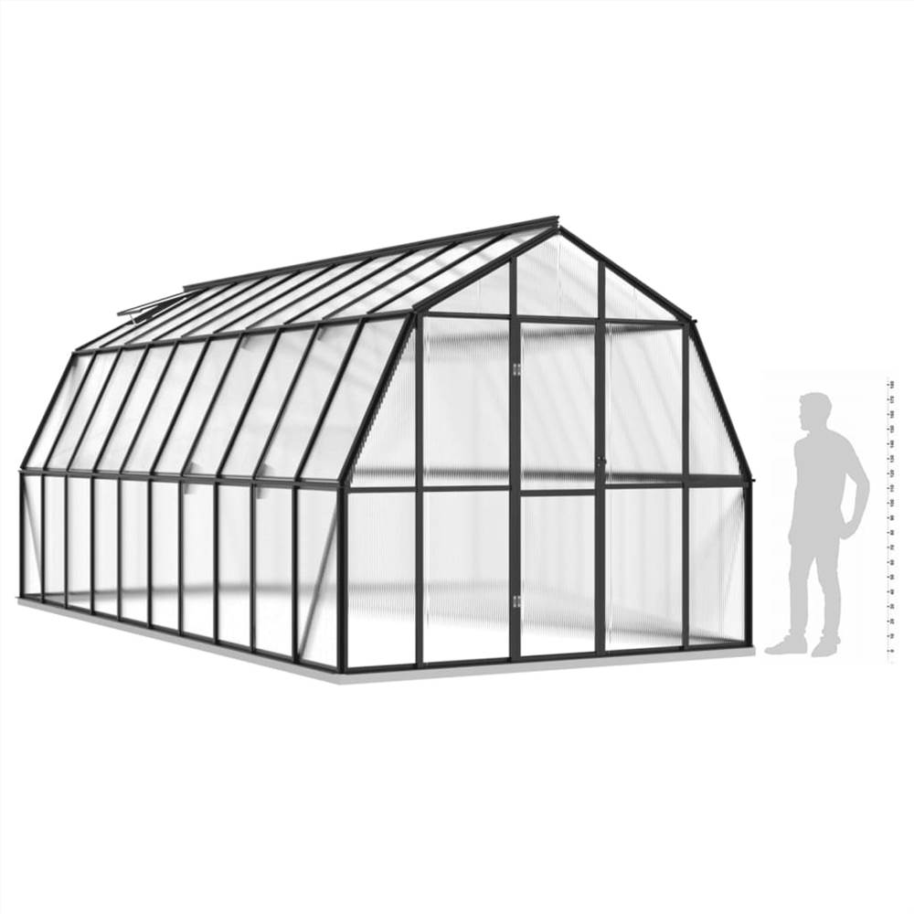 Greenhouse with Base Frame Anthracite 16.64 m² Aluminium