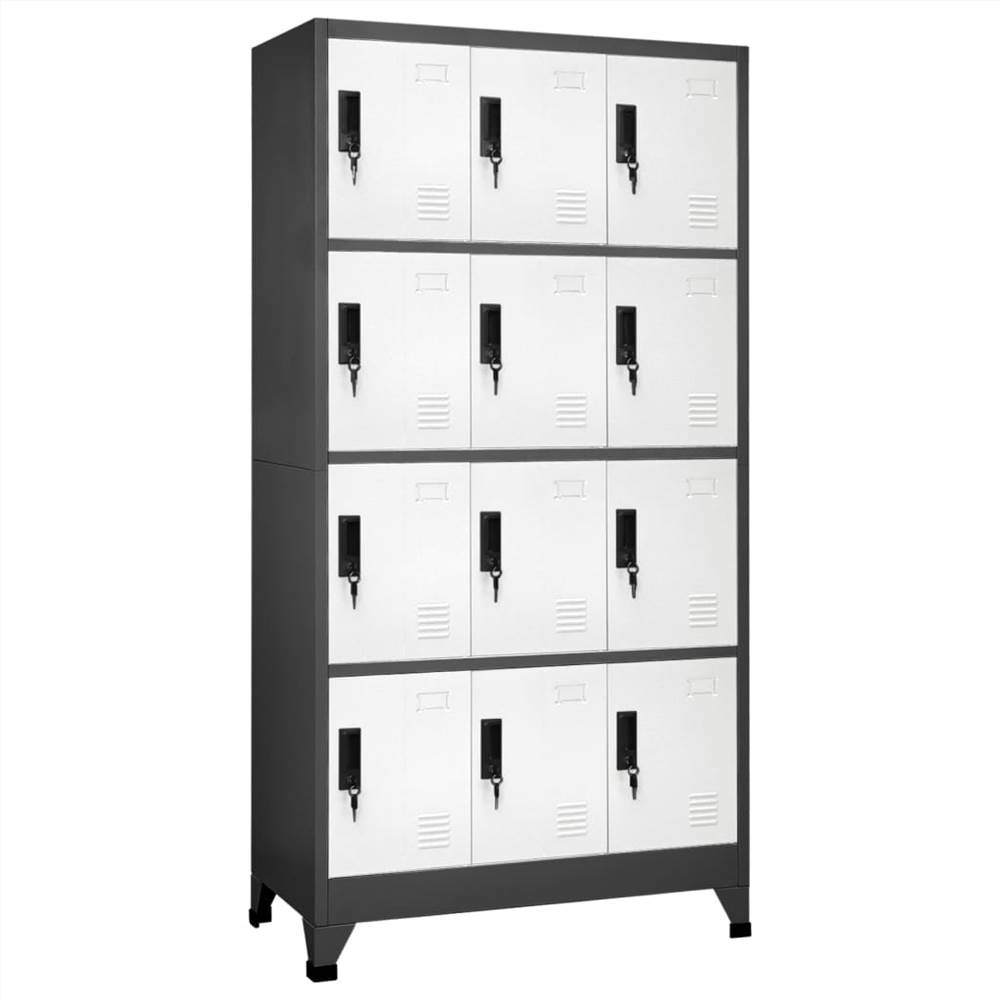 

Locker Cabinet Anthracite and White 90x45x180 cm Steel