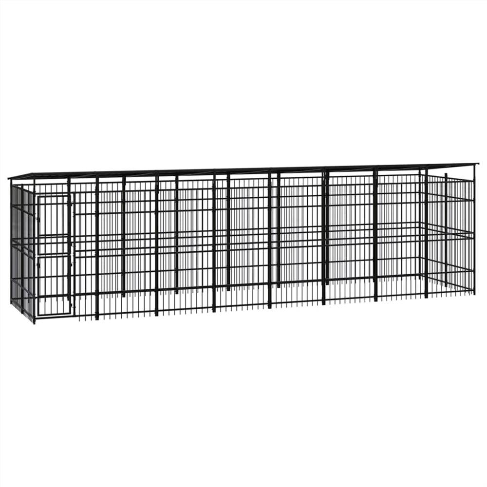 

Outdoor Dog Kennel with Roof Steel 14.75 m²