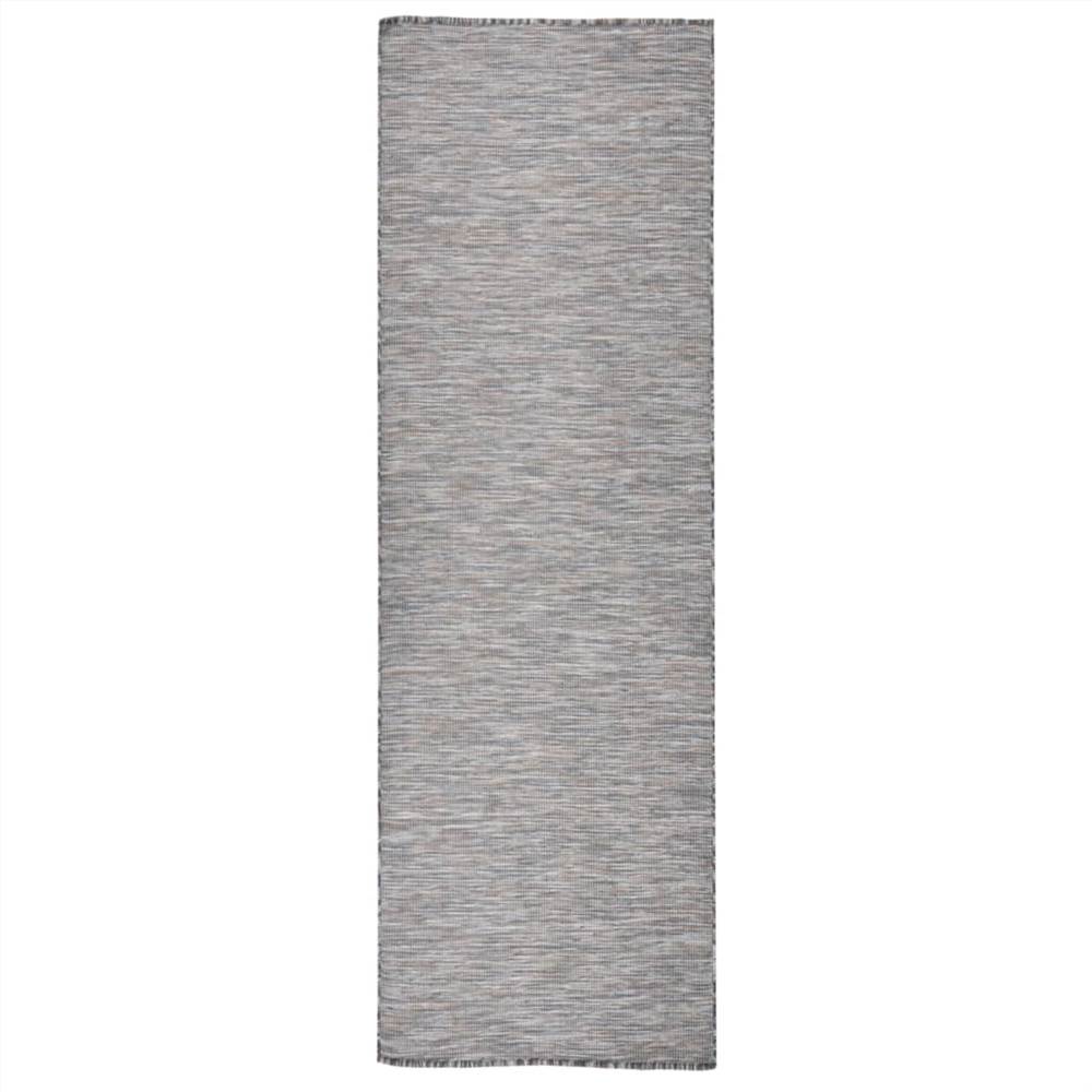 

Outdoor Flatweave Rug 80x250 cm Brown and Black