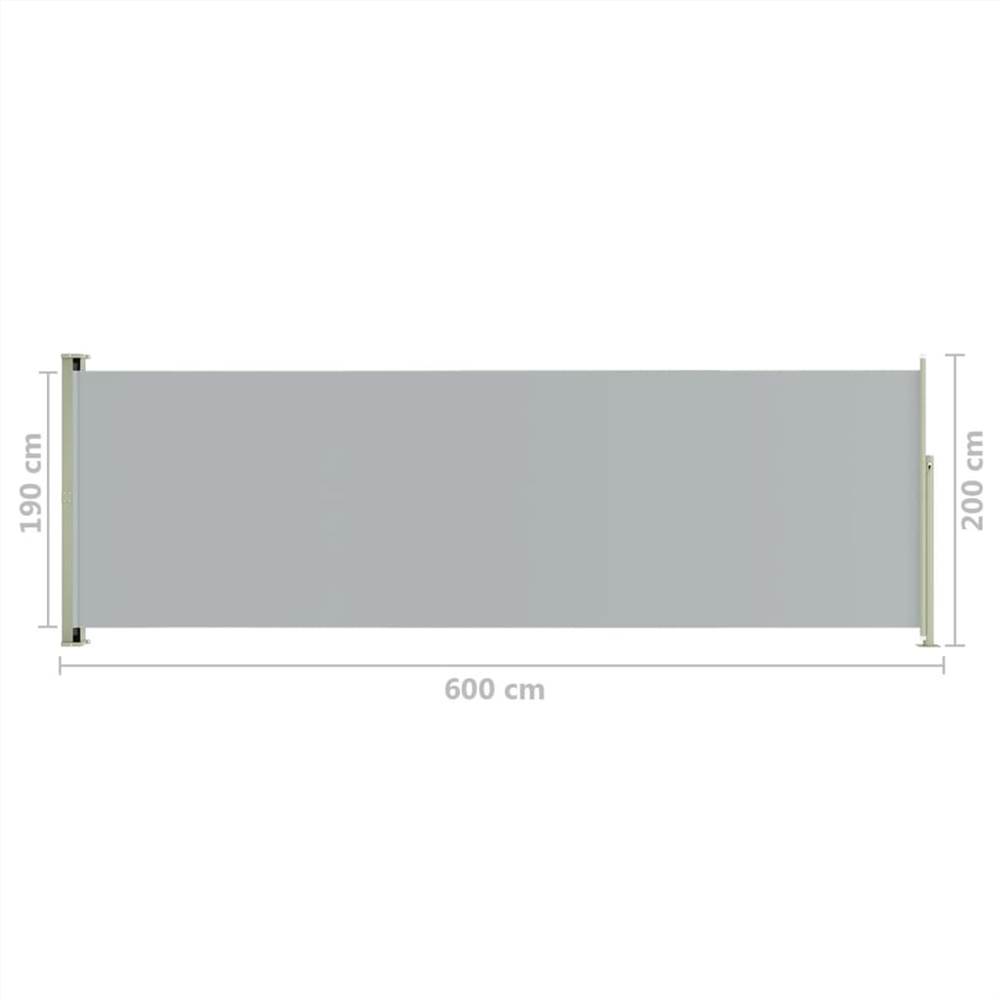 Patio Retractable Side Awning 200x600 cm Grey