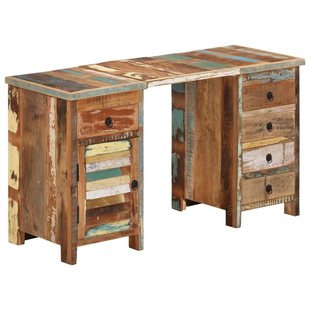 Pedestal Desk Solid Wood Reclaimed 140x50x77 cm