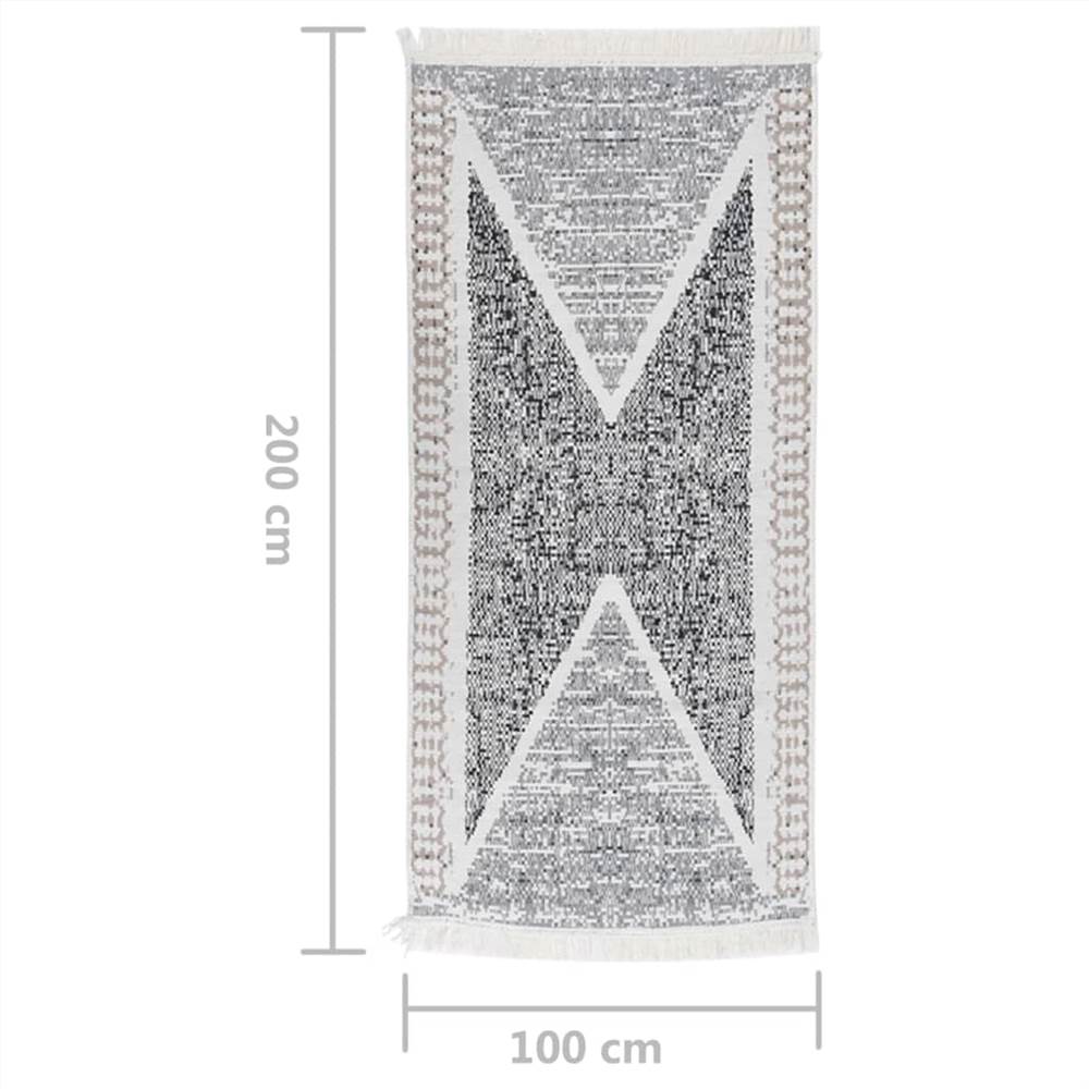 Rug Black and Grey 100x200 cm Cotton