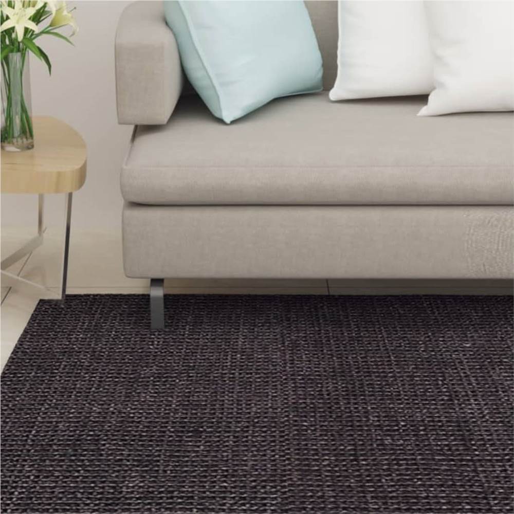 

Rug Natural Sisal 100x100 cm Black