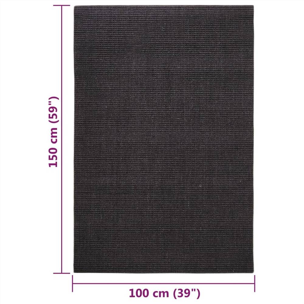 Rug Natural Sisal 100x150 cm Black