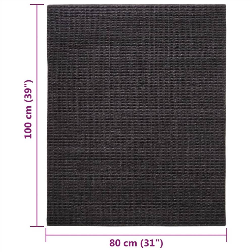 Rug Natural Sisal 80x100 cm Black