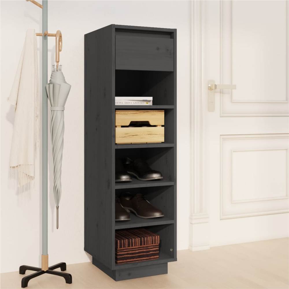 

Shoe Cabinet Grey 34x30x105 cm Solid Wood Pine