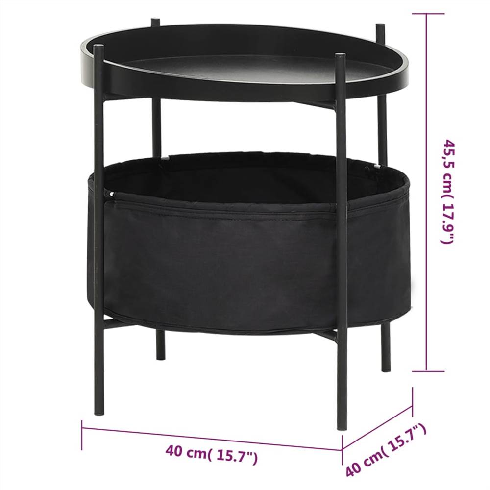Side Table with Basket 40x40x45.5 cm Black