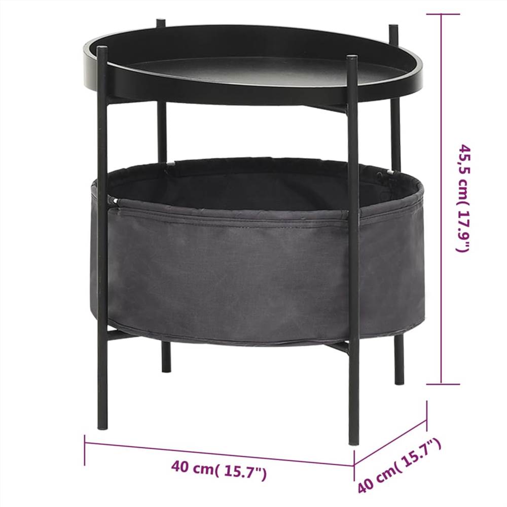 Side Table with Basket 40x40x45.5 cm Grey
