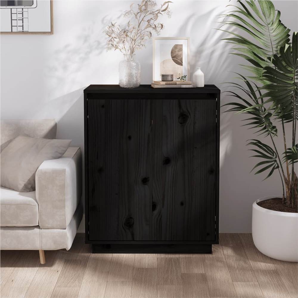 

Sideboard Black 60x34x75 cm Solid Wood Pine