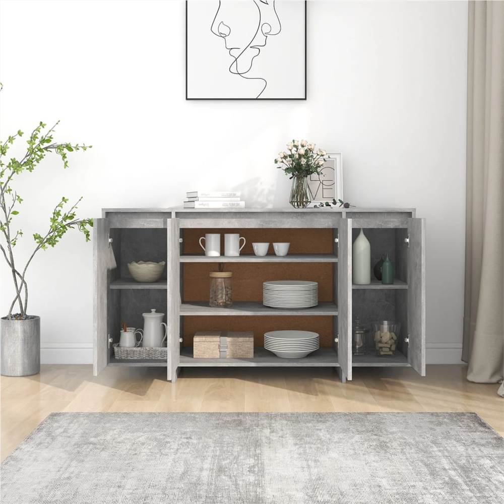 Sideboard Concrete Grey 135x41x75 cm Chipboard