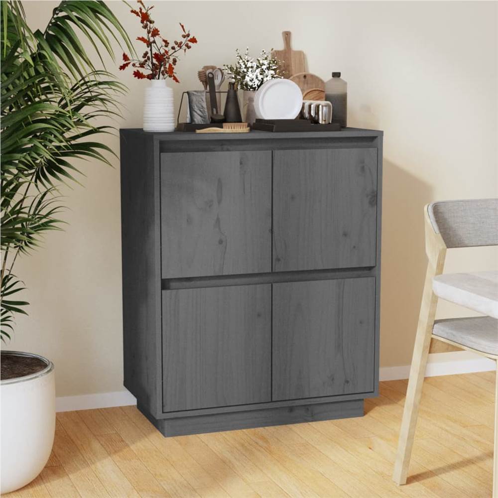 

Sideboard Grey 60x34x75 cm Solid Wood Pine