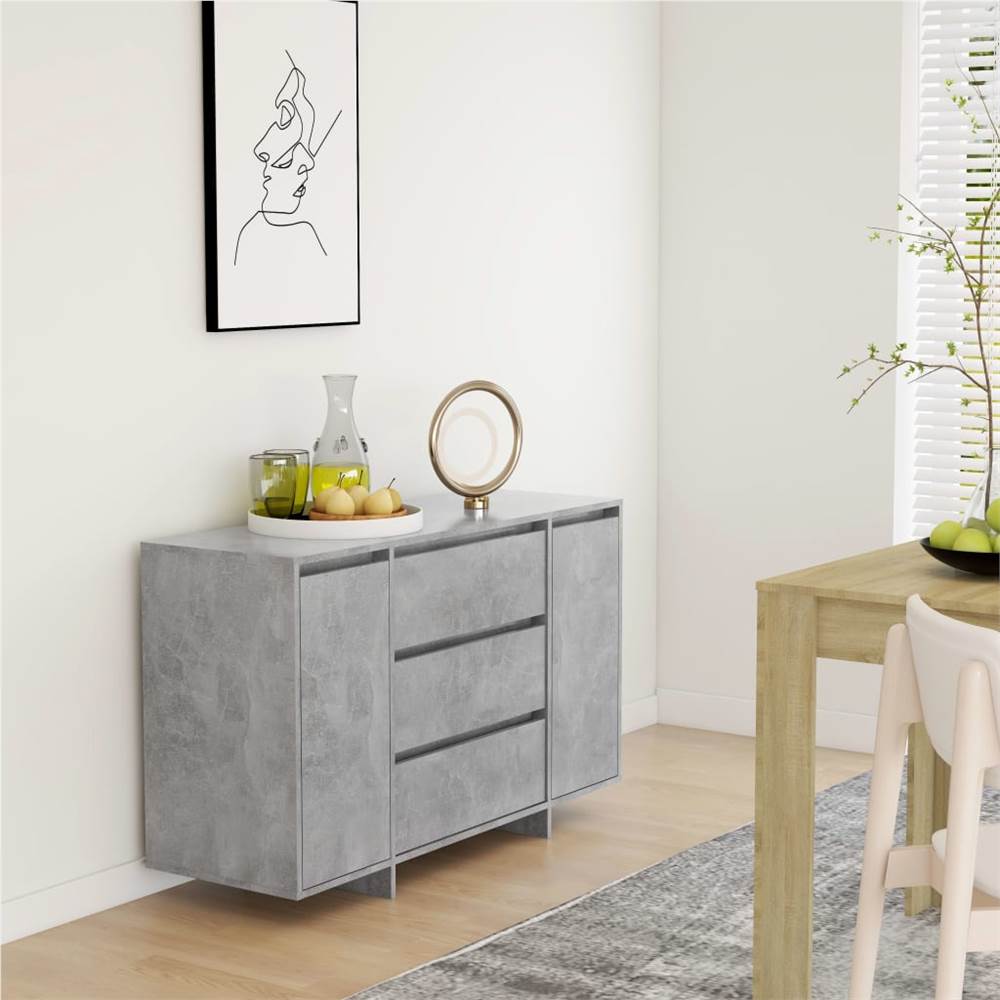 

Sideboard with 3 Drawers Concrete Grey 120x41x75 cm Chipboard