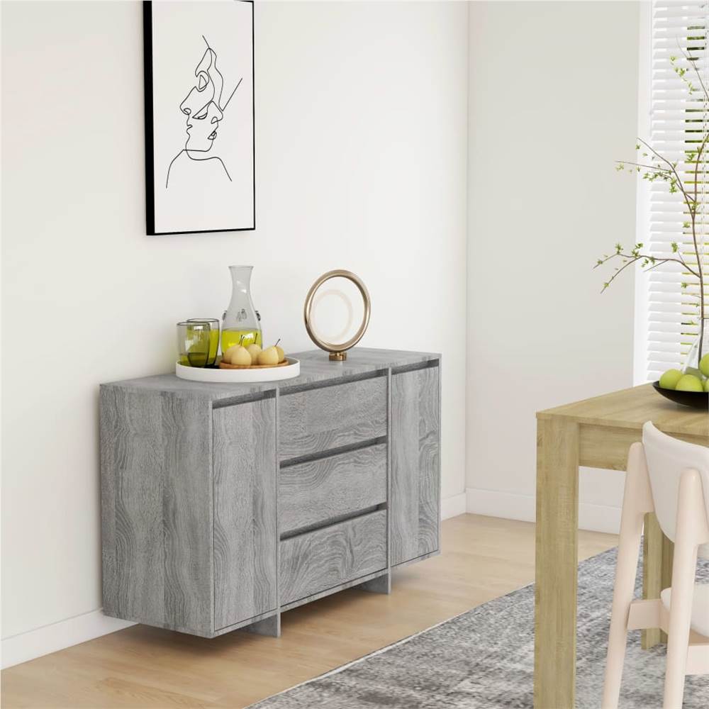 

Sideboard with 3 Drawers Grey Sonoma 120x41x75 cm Chipboard