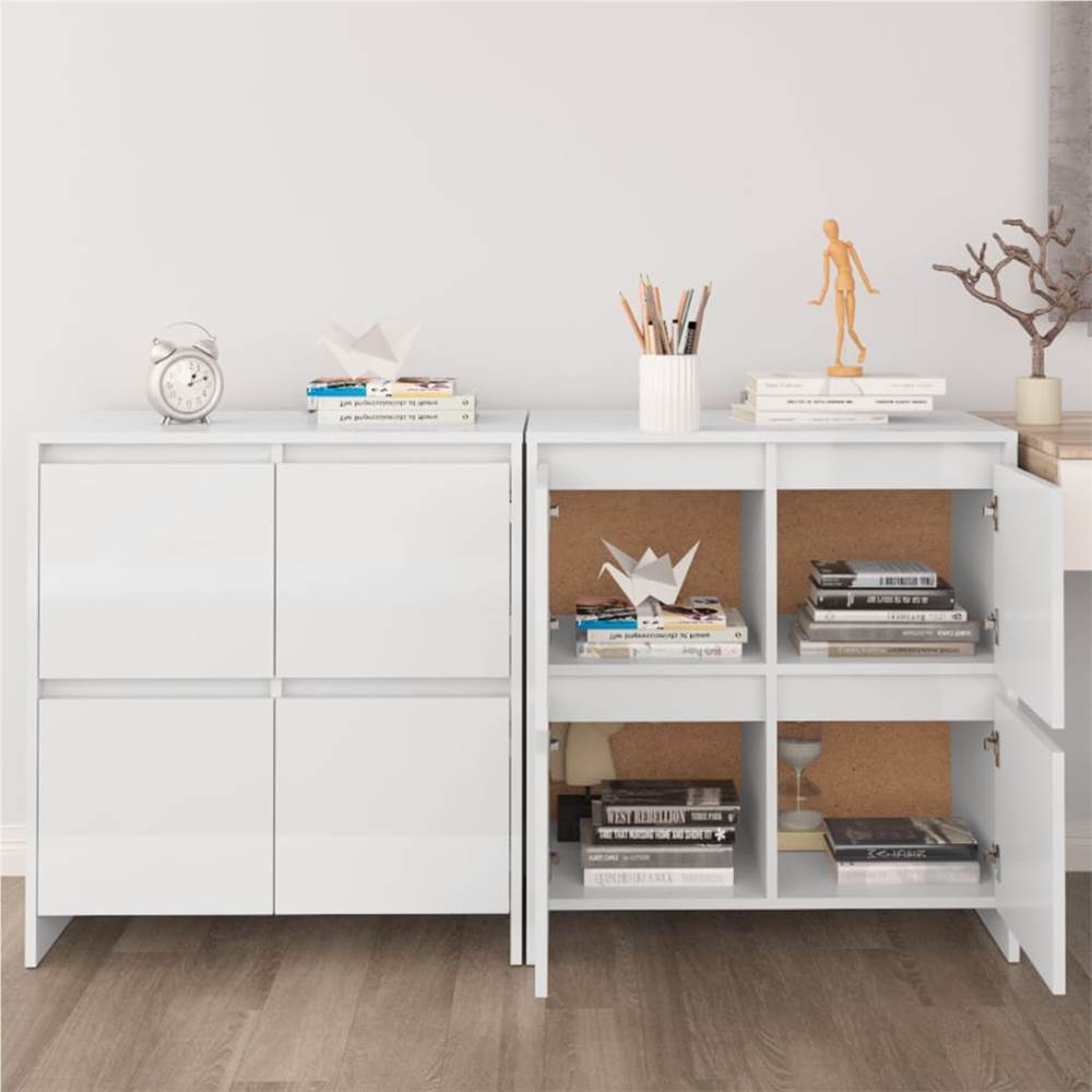 

Sideboards 2 pcs High Gloss White 70x41x75 cm Chipboard
