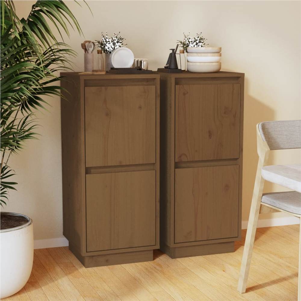 

Sideboards 2 pcs Honey Brown 31.5x34x75 cm Solid Wood Pine