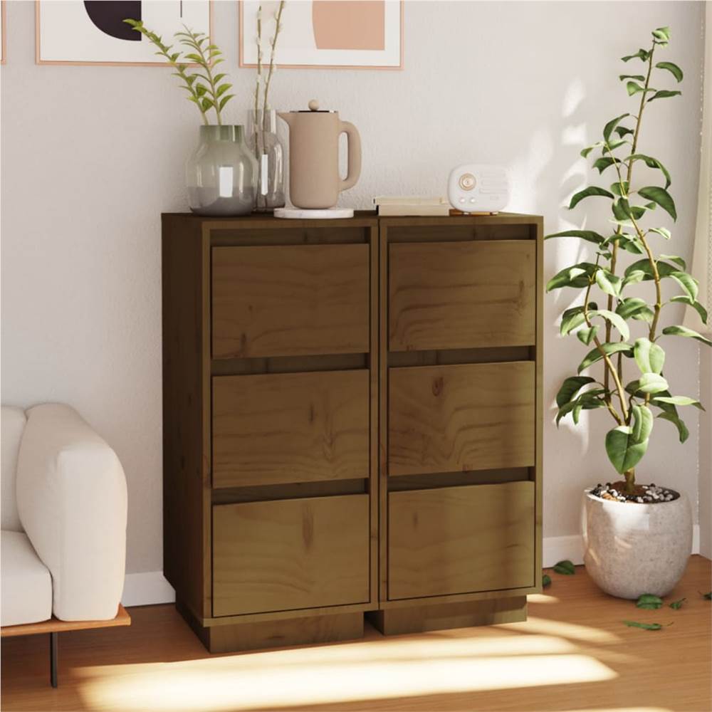 Sideboards 2 pcs Honey Brown 32x34x75 cm Solid Wood Pine