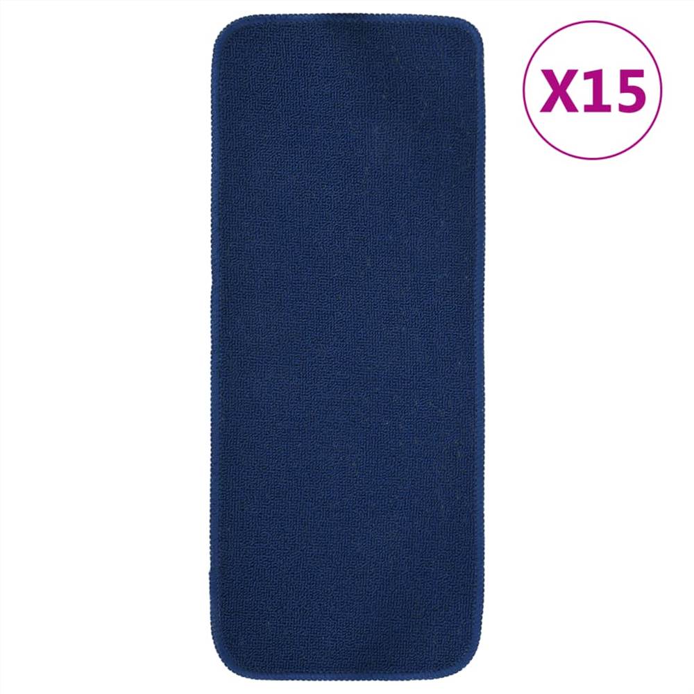 

Stair Mats 15 pcs 60x25 cm Navy Blue Anti Slip