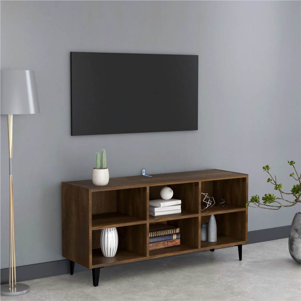 

TV Cabinet with Metal Legs Brown Oak 103.5x30x50 cm