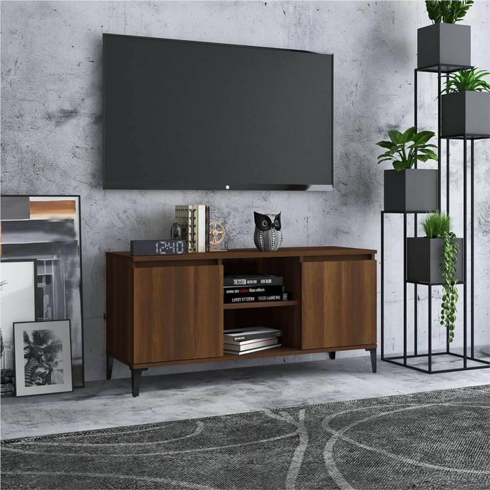 

TV Cabinet with Metal Legs Brown Oak 103.5x35x50 cm