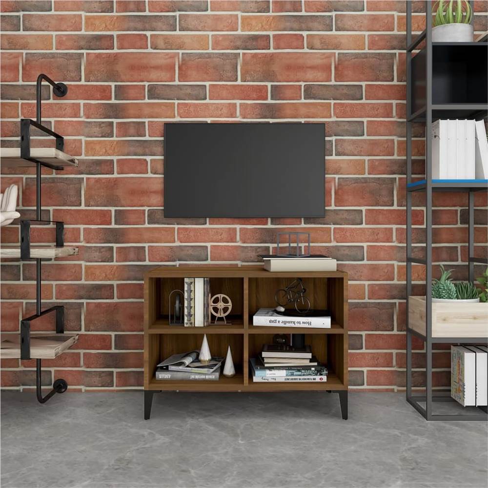 

TV Cabinet with Metal Legs Brown Oak 69.5x30x50 cm