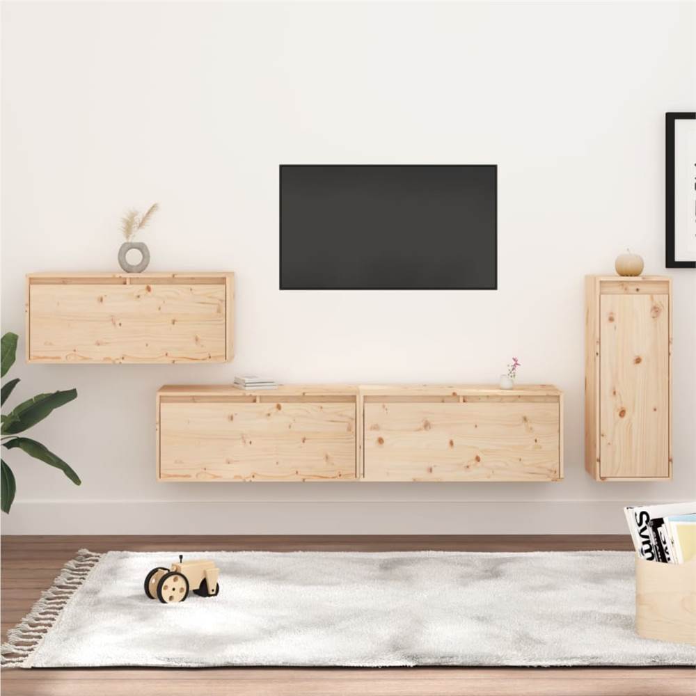 

TV Cabinets 4 pcs Solid Wood Pine