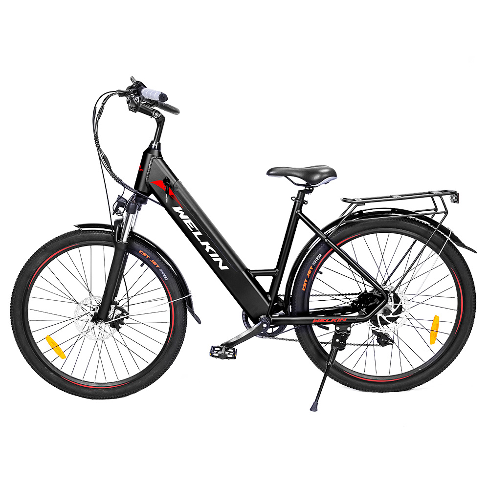 WELKIN WKEM002 Electric Bicycle 350W Brushless Motor 36V 10.4Ah Battery 27.5*1.95'' Tires City Bike - Black