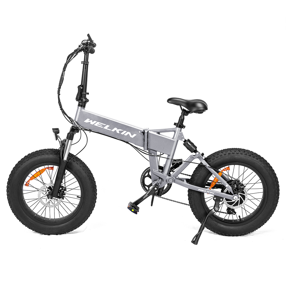 WELKIN WKES001 Electric Bicycle Snow Bike 500W Brushless Motor 48V 10.4Ah Battery 20&#39;&#39; Tires Shimano 7 speed - Silver