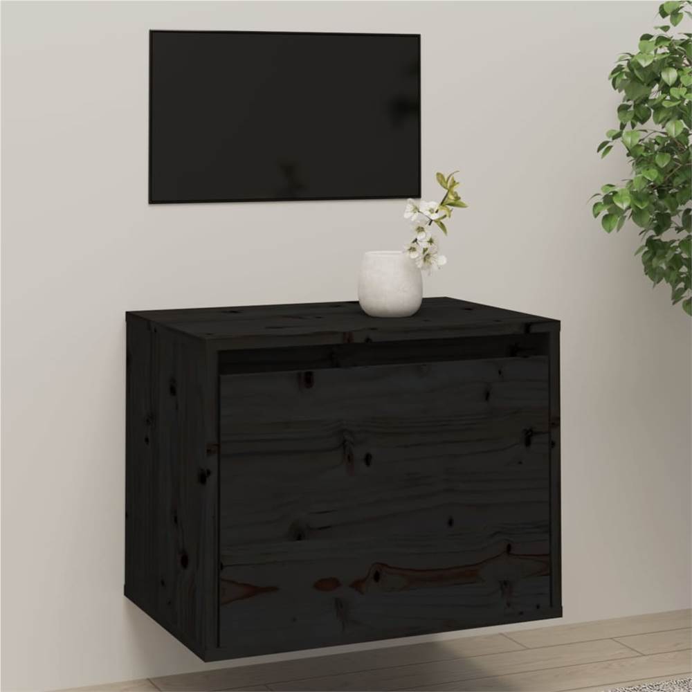 Wall Cabinet Black 45x30x35 cm Solid Pinewood