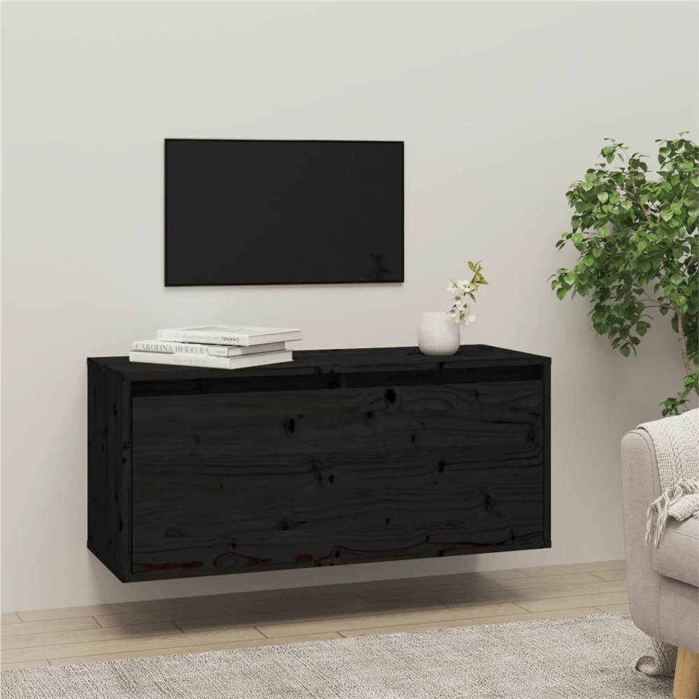 

Wall Cabinet Black 80x30x35 cm Solid Wood Pine
