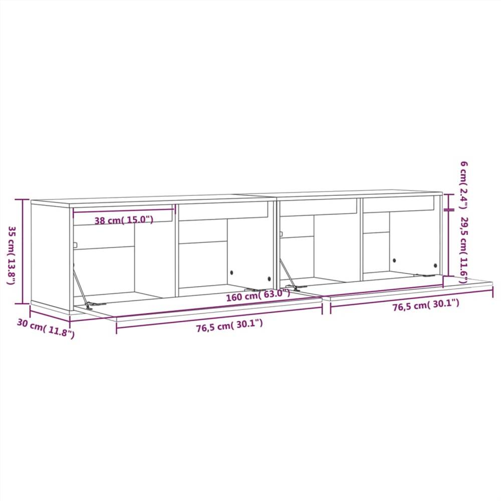 Wall Cabinets 2 pcs Grey 80x30x35 cm Solid Wood Pine