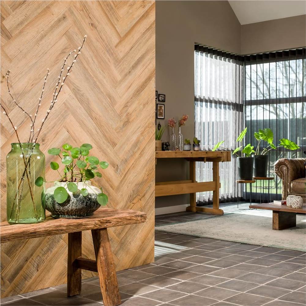 WallArt Wood Look Planks Reclaimed Oak Vintage Brown