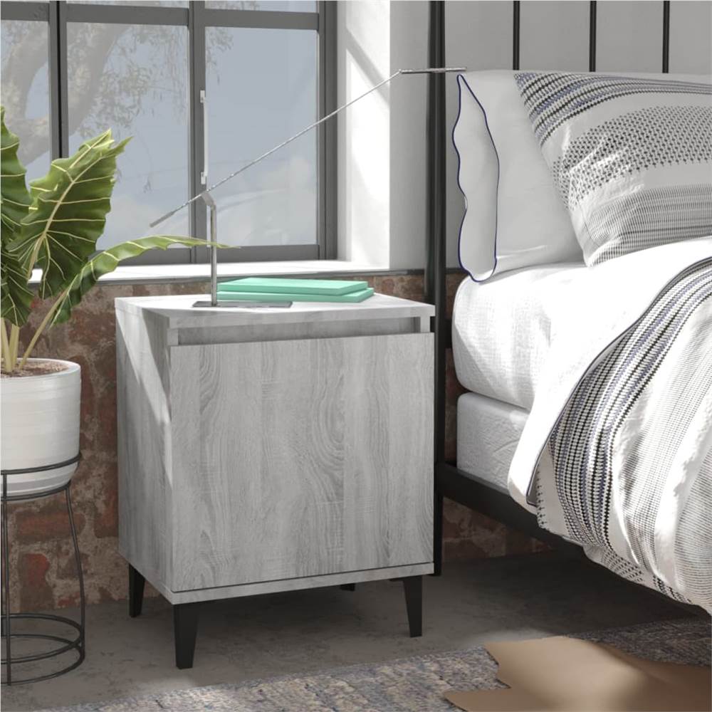 

Bed Cabinet with Metal Legs Grey Sonoma 40x30x50 cm