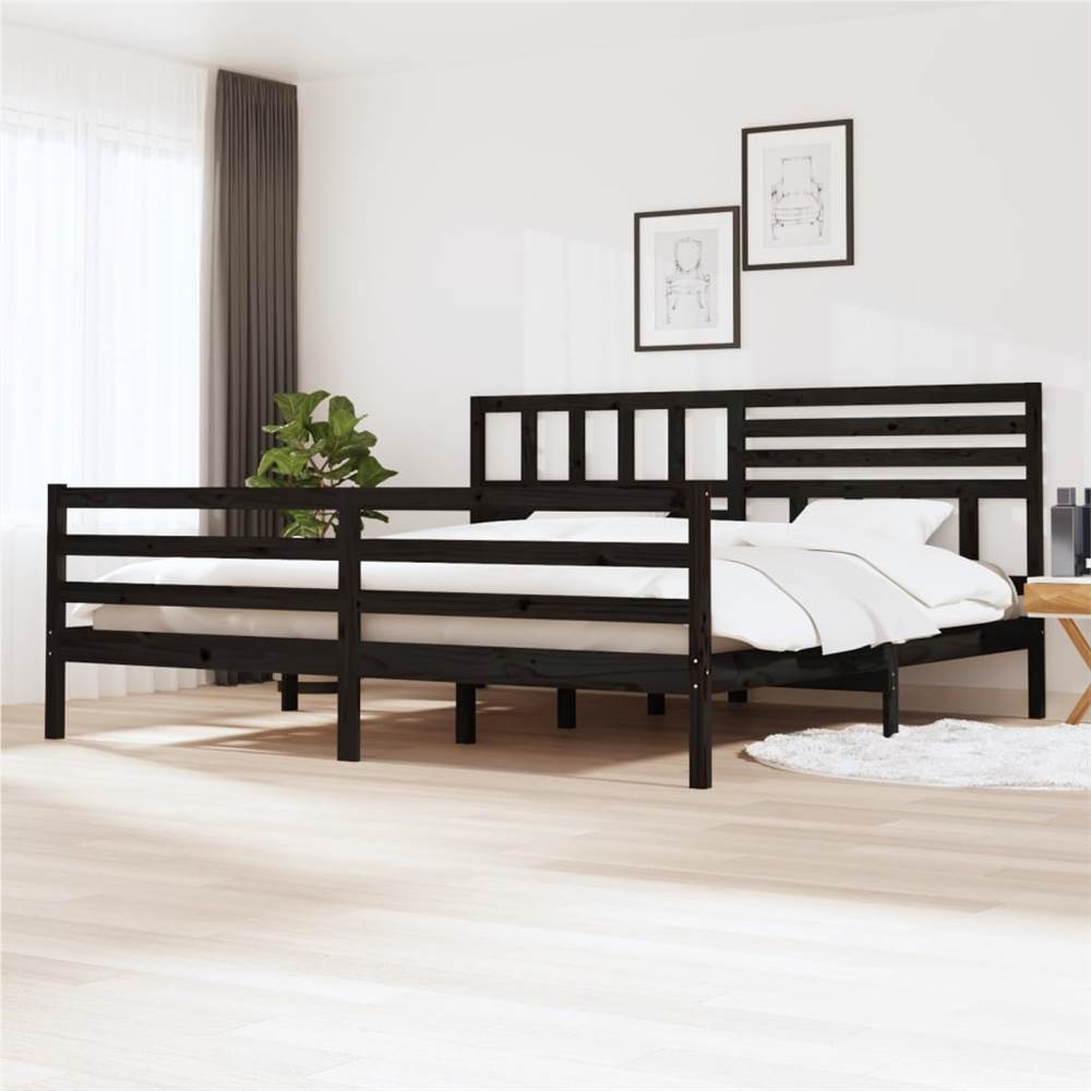

Bed Frame Black Solid Wood 200x200 cm Super King