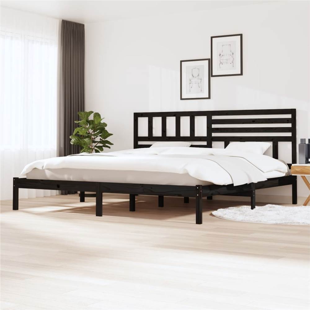 

Bed Frame Black Solid Wood Pine 180x200 cm Super King
