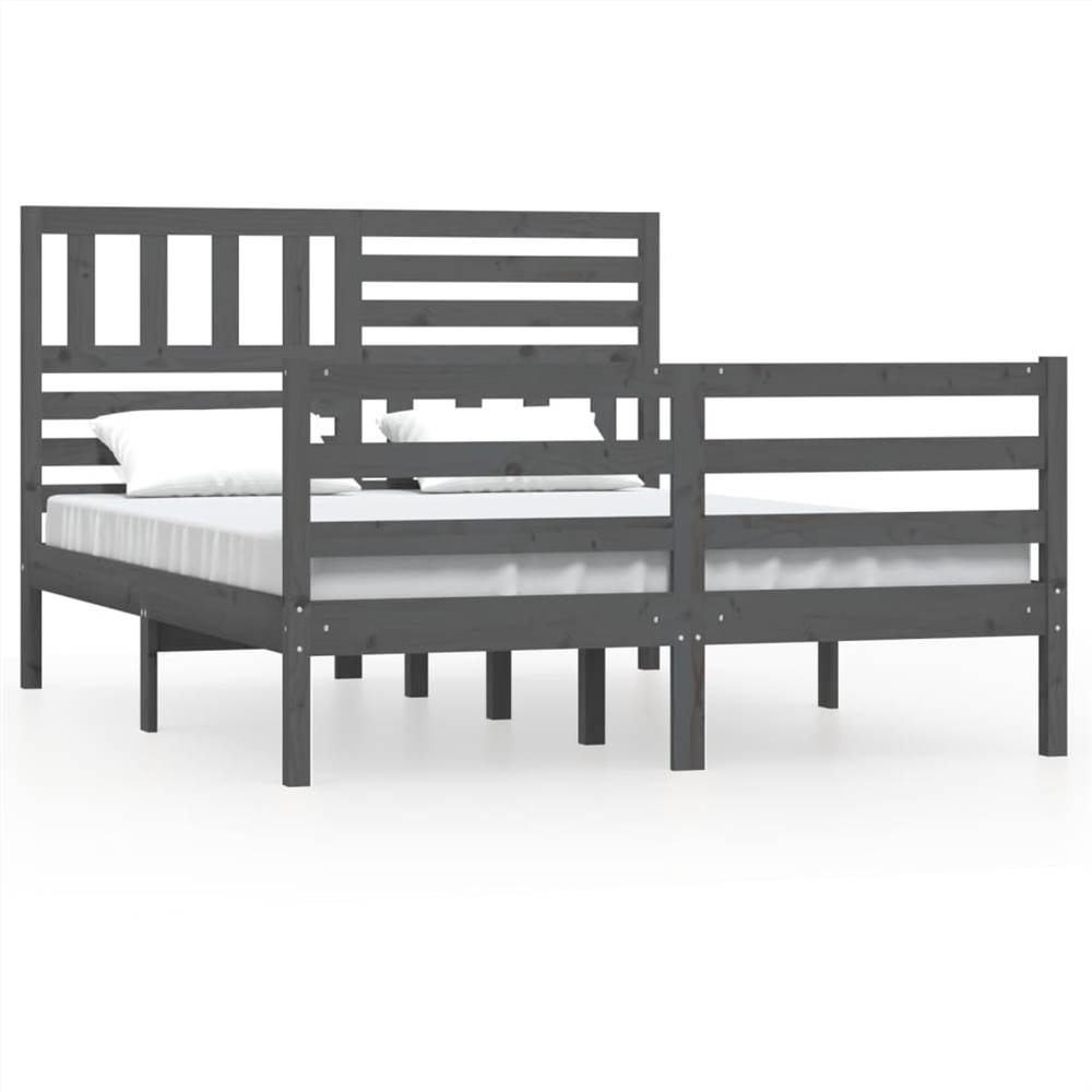 Bed Frame Grey Solid Wood 120x200 cm 4FT Small Double