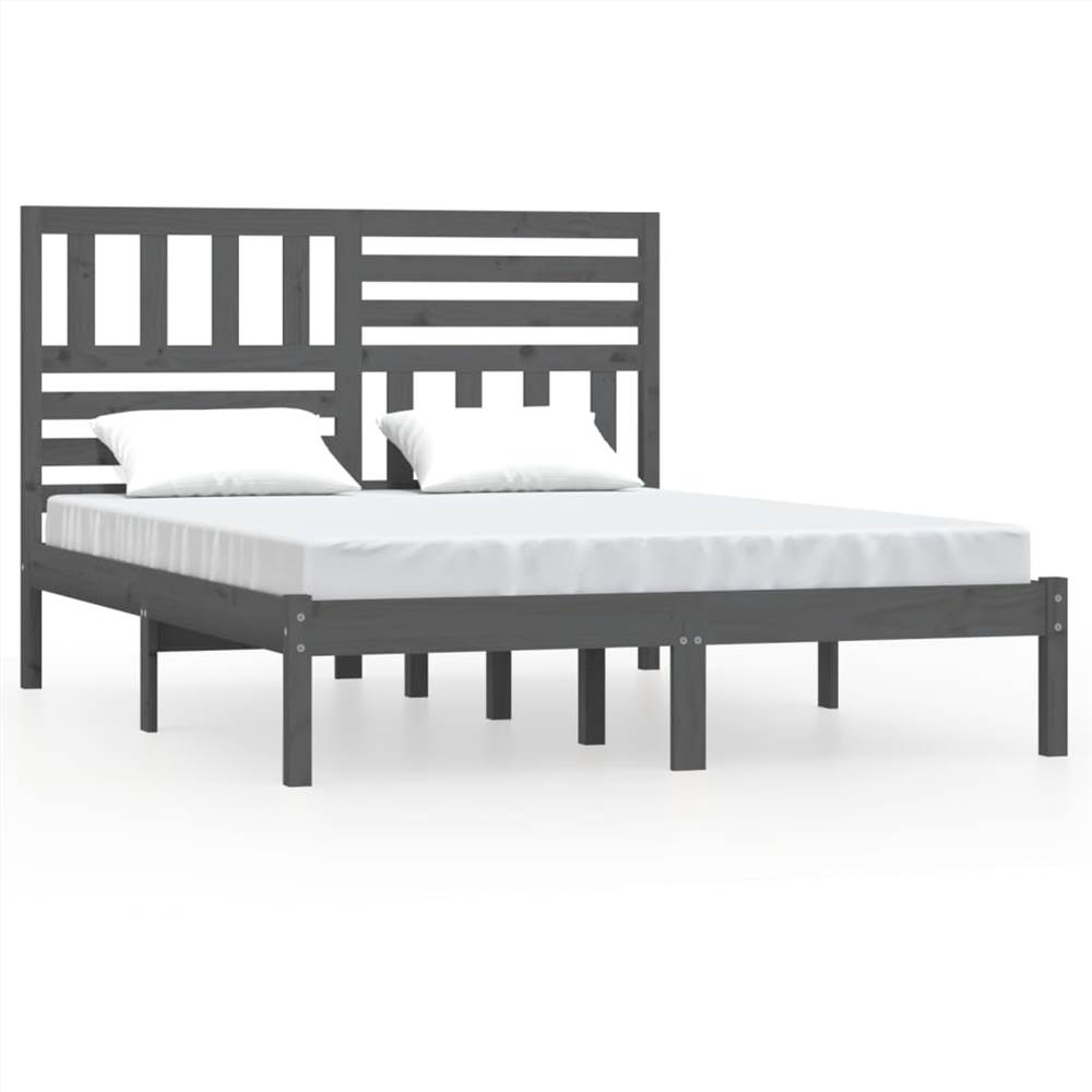 

Bed Frame Grey Solid Wood Pine 160x200 cm King Size